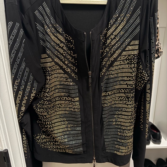 Joseph Ribkoff Black and Gold Embellished Top - Picture 9 of 12